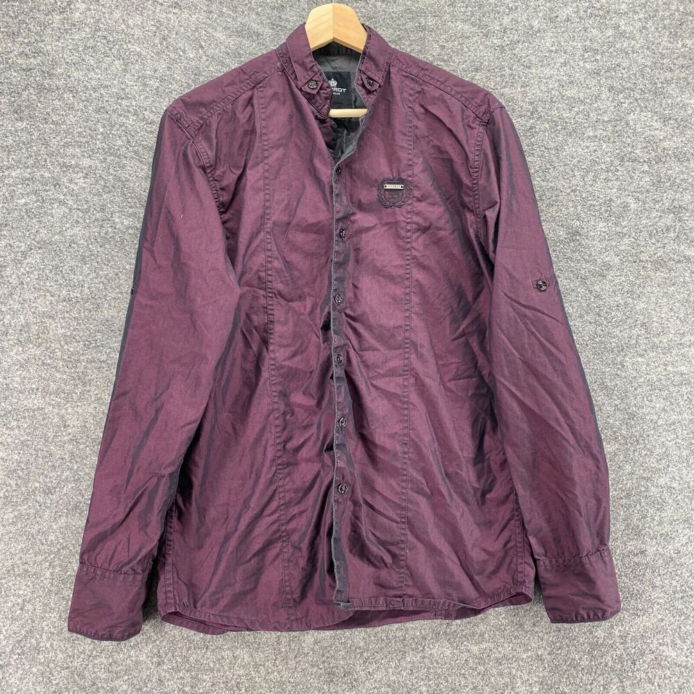 Pierrot Shirt Men M Medium Purple ButtonUp Long Sleeve Collared Carnival Edition